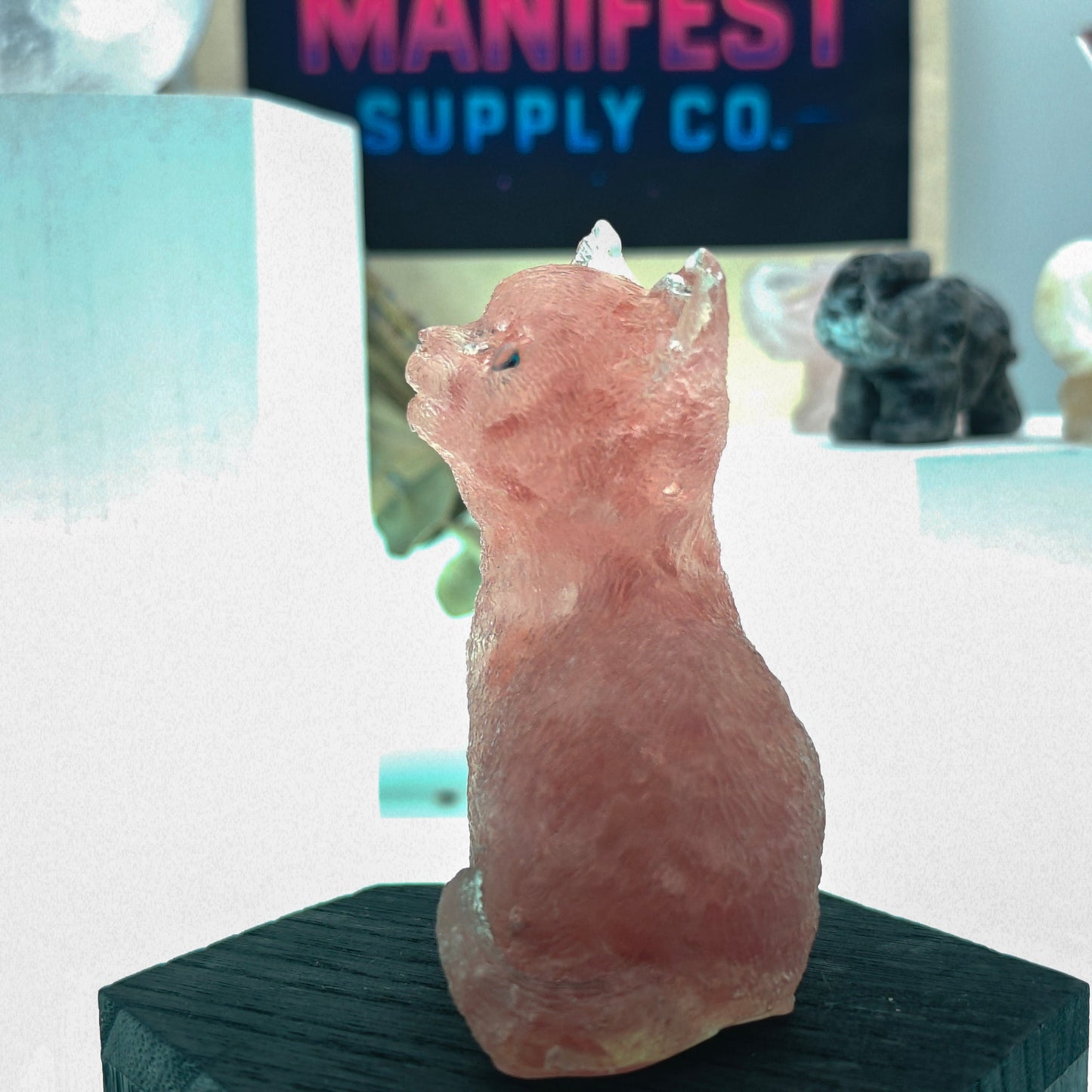 Rose Quartz Cat Crystal Figurine