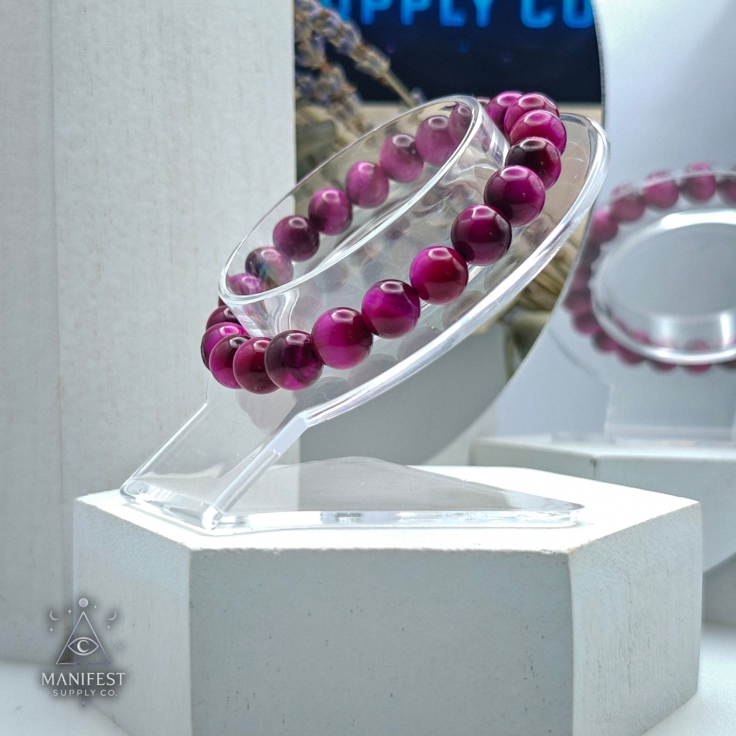 Pink Tiger Eye Crystal Bracelet - 10mm