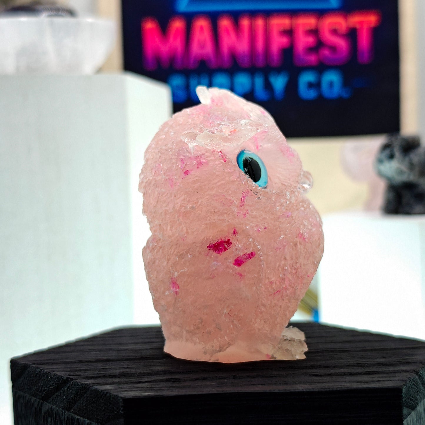 Rose Quartz Owl Crystal Figurine
