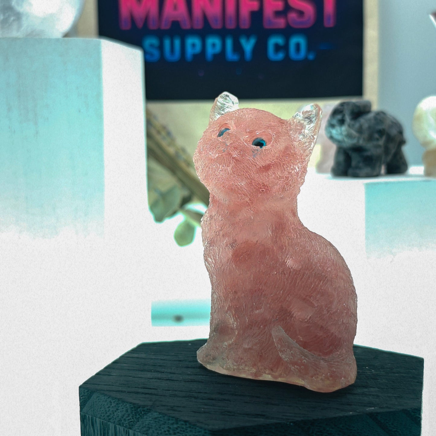 Rose Quartz Cat Crystal Figurine