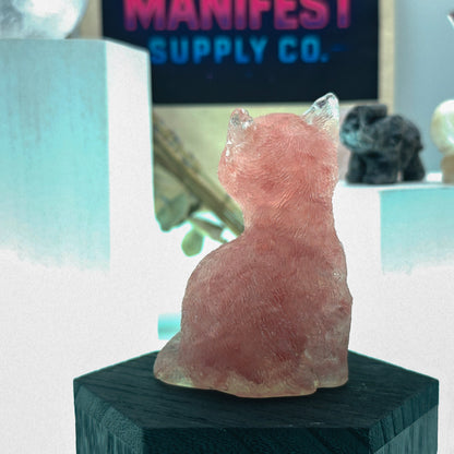 Rose Quartz Cat Crystal Figurine