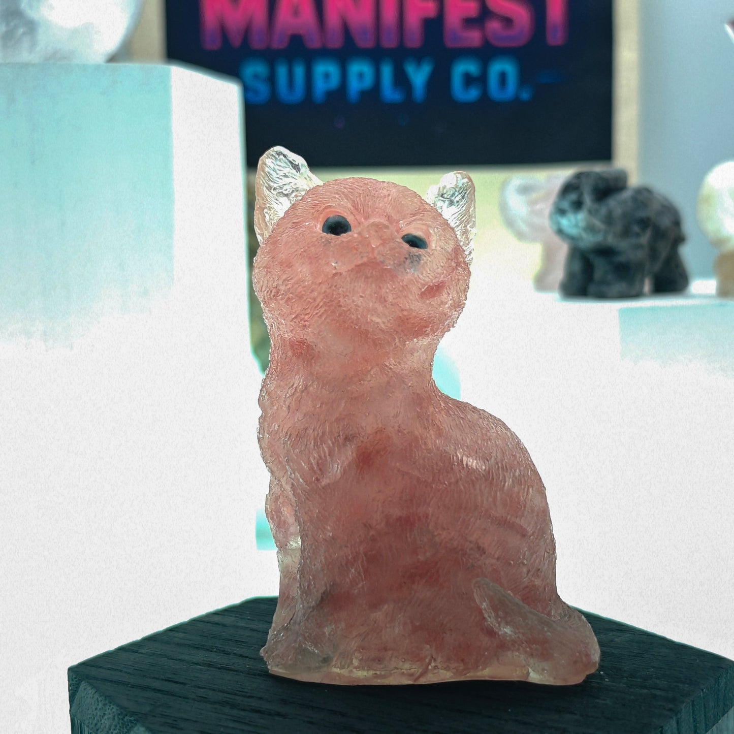 Rose Quartz Cat Crystal Figurine