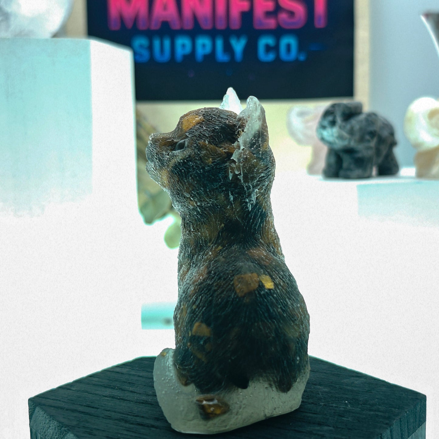 Tiger Eye Cat Crystal Figurine