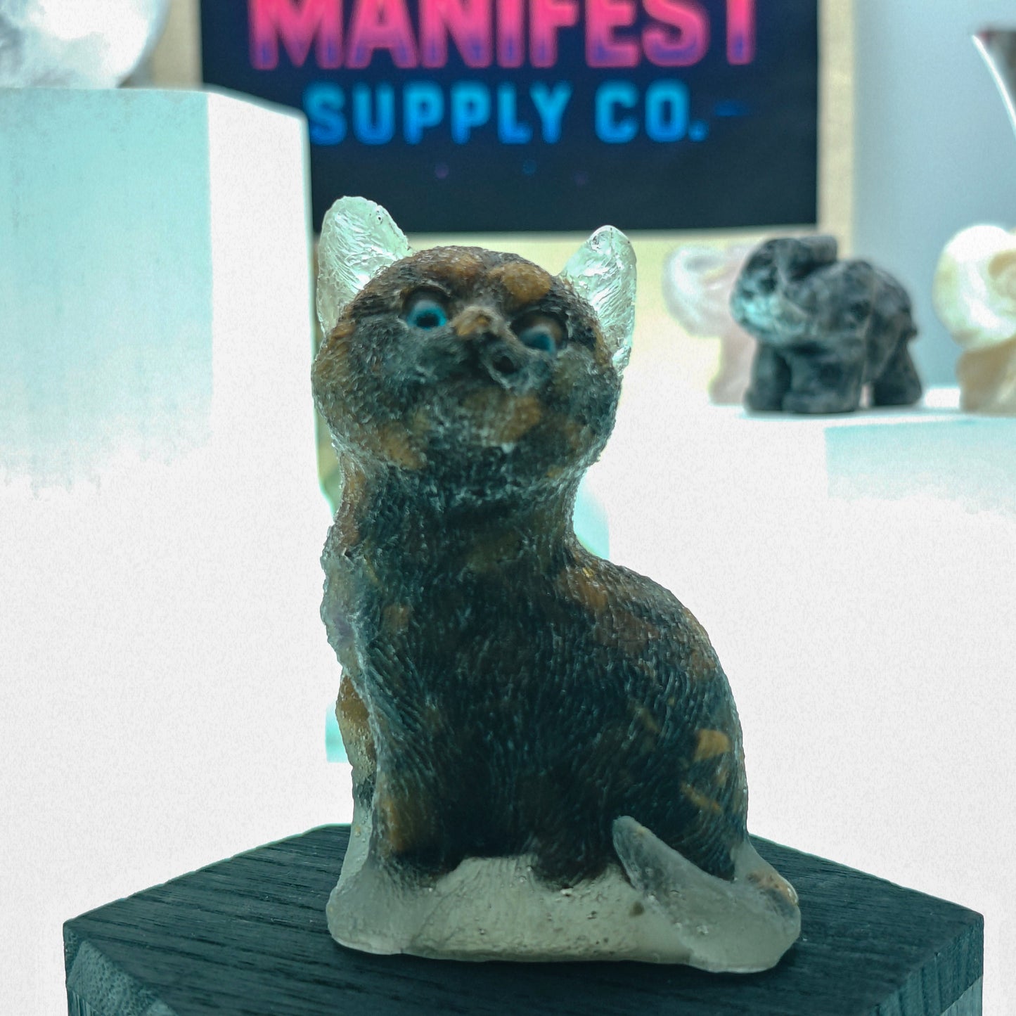 Tiger Eye Cat Crystal Figurine