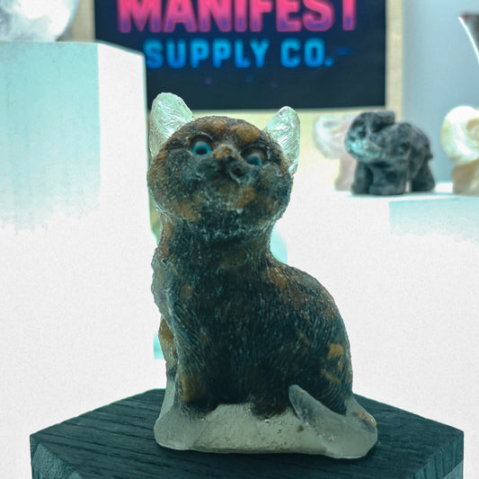 Tiger Eye Cat Crystal Figurine