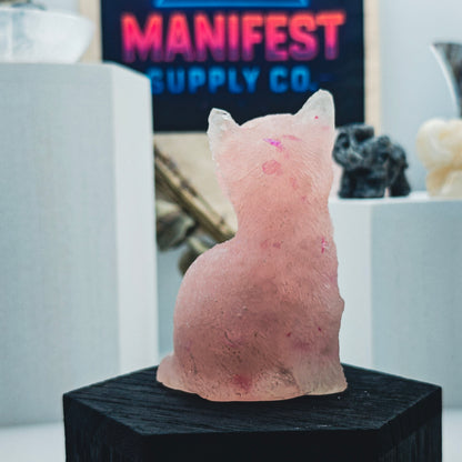 Pink Calcite Cat Crystal Figurine
