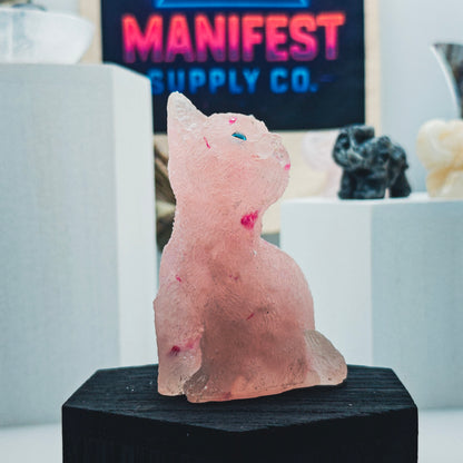 Pink Calcite Cat Crystal Figurine