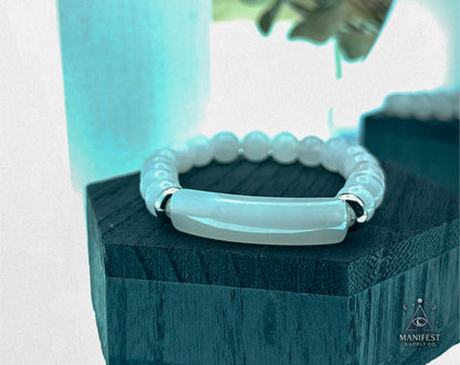 White Jade Crystal Bar Bracelet