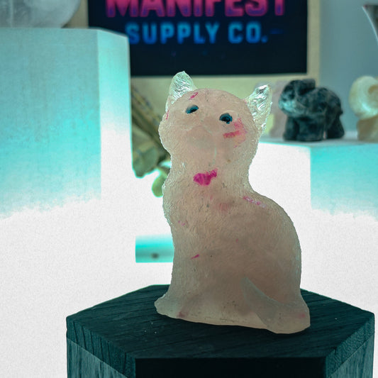 Pink Calcite Cat Crystal Figurine