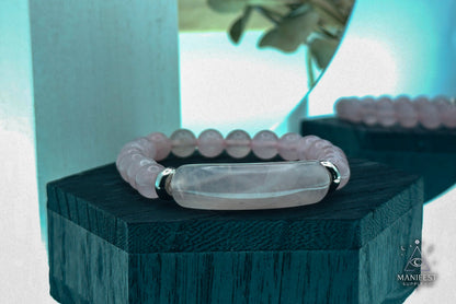 Rose Quartz Crystal Bar Bracelet