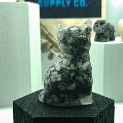 Snowflake Obsidian Cat Crystal Figurine
