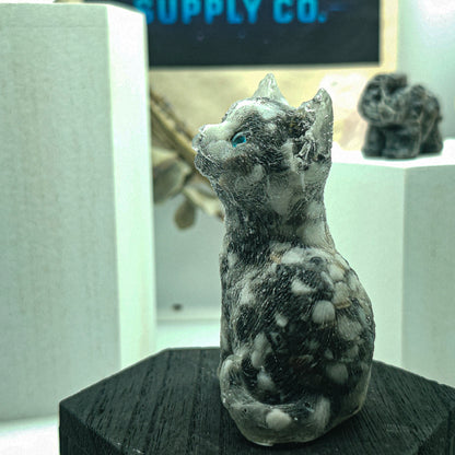 Snowflake Obsidian Cat Crystal Figurine