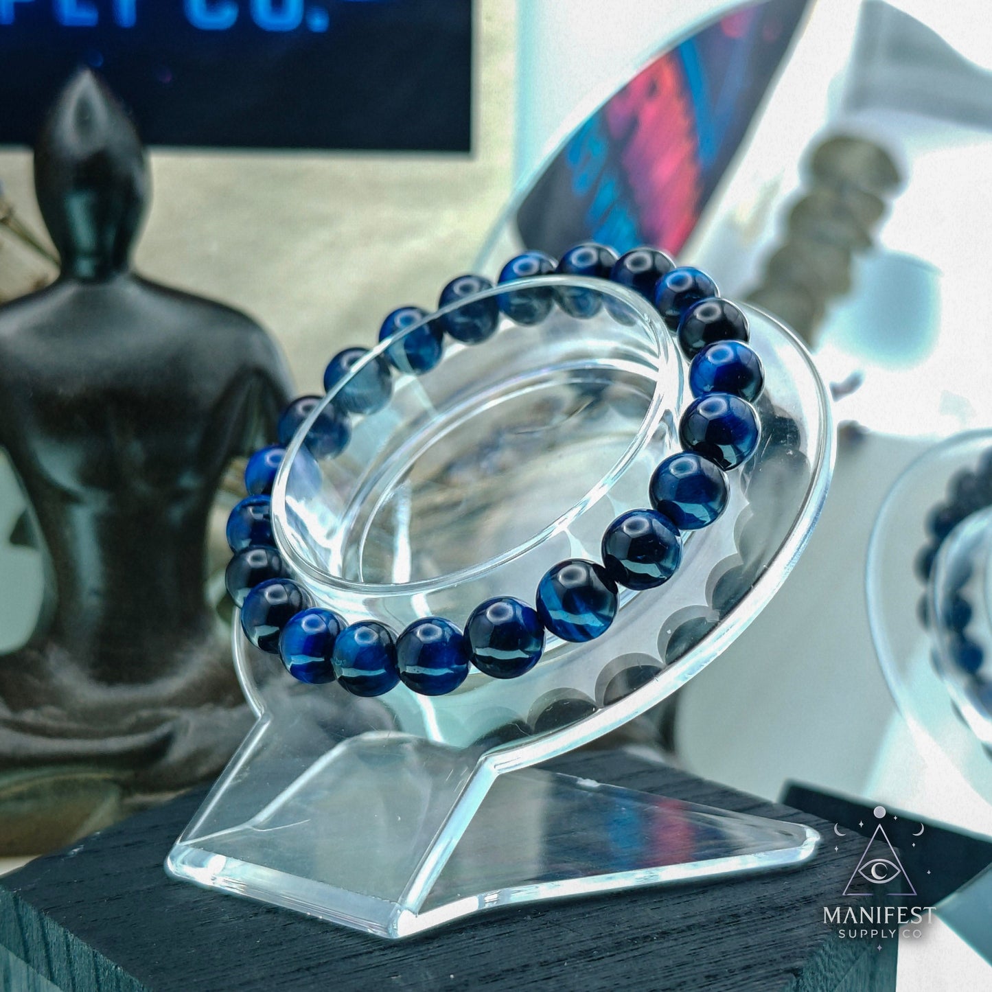 Blue Tiger Eye Crystal Bracelet -10mm