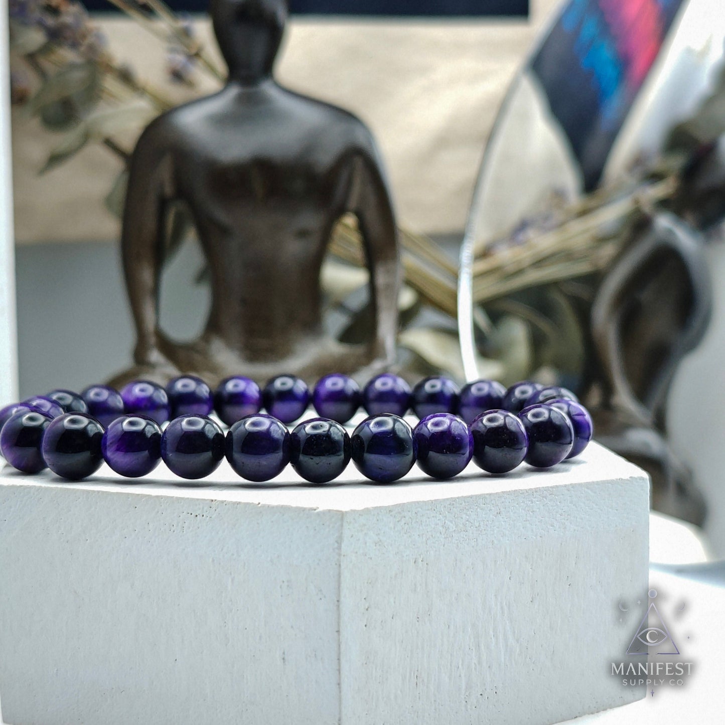 Purple Tiger Eye Crystal Bracelet - 8mm