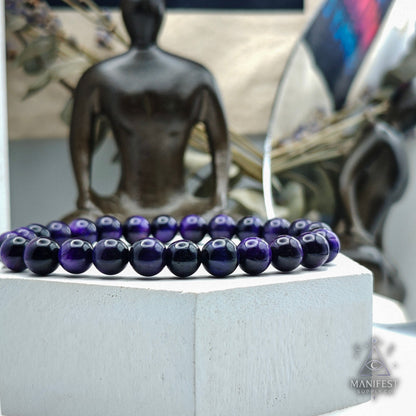 Purple Tiger Eye Crystal Bracelet - 8mm