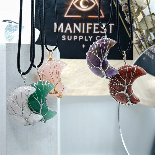 Tree of Life Moon Crystal Necklace