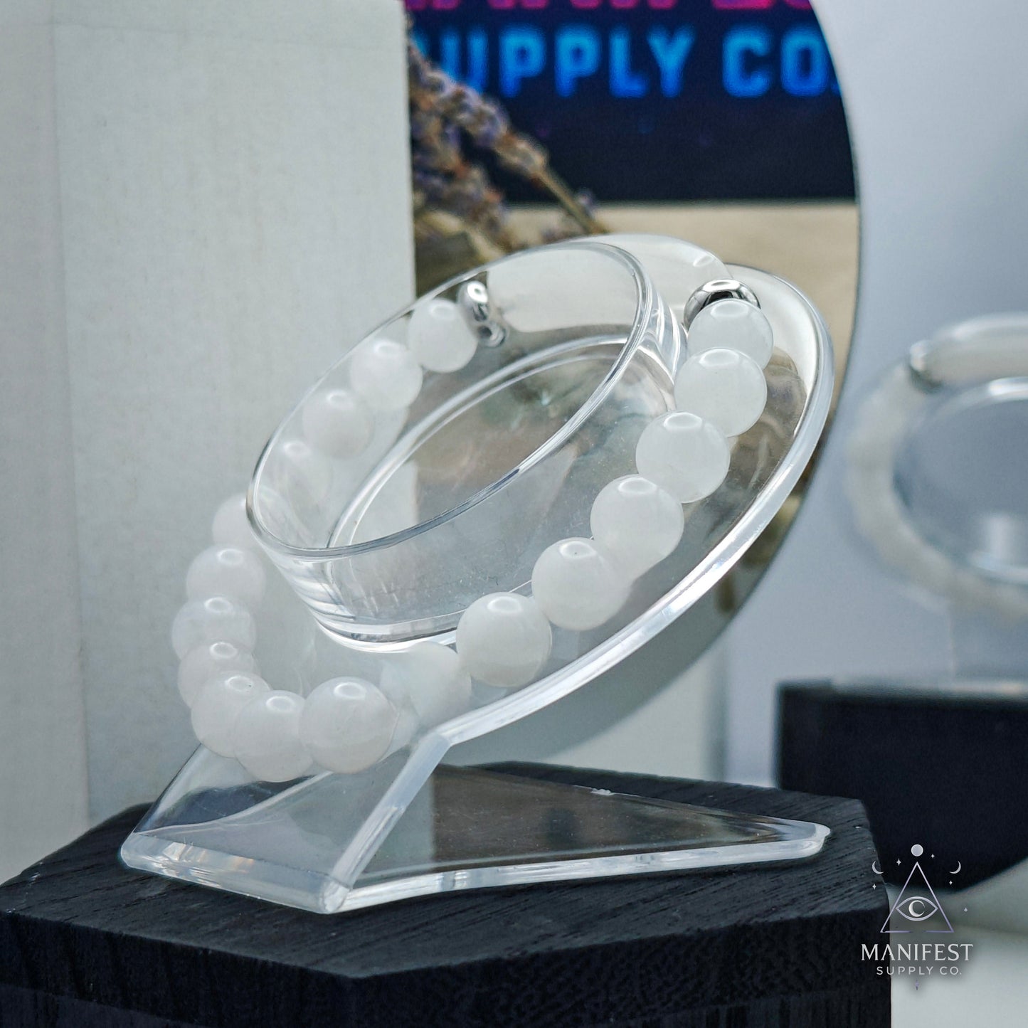 White Jade Crystal Bar Bracelet