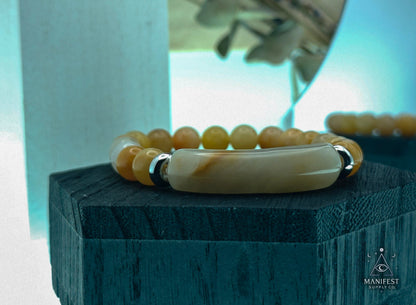 Yellow Jade Crystal Bar Bracelet