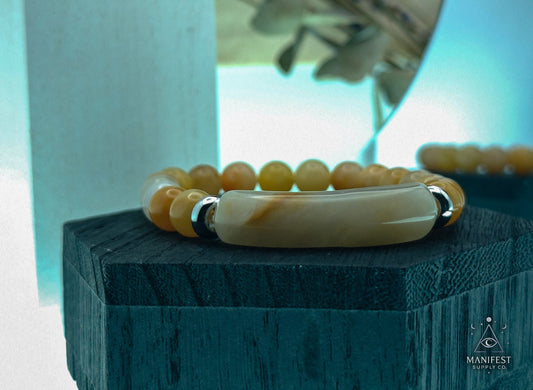 Yellow Jade Crystal Bar Bracelet
