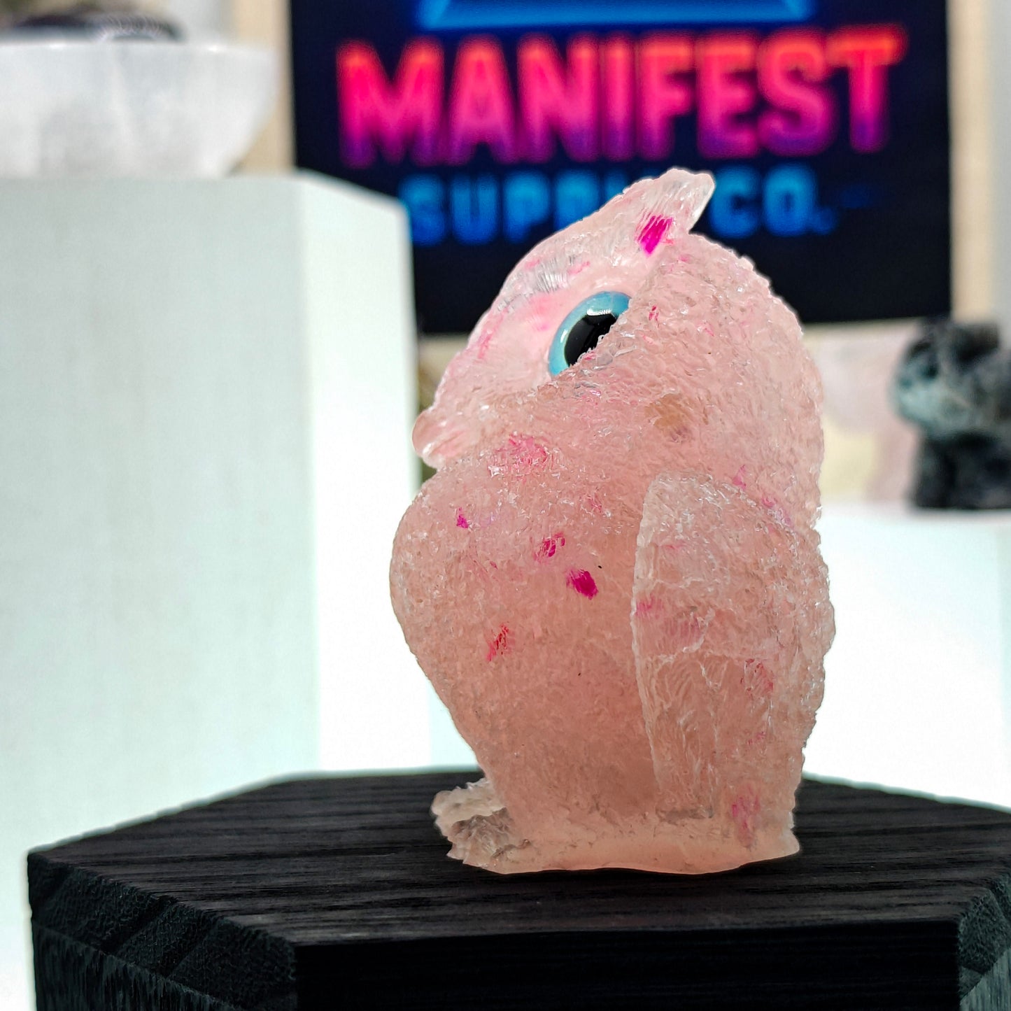 Rose Quartz Owl Crystal Figurine