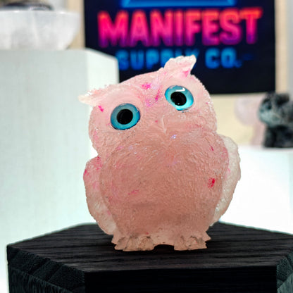 Rose Quartz Owl Crystal Figurine