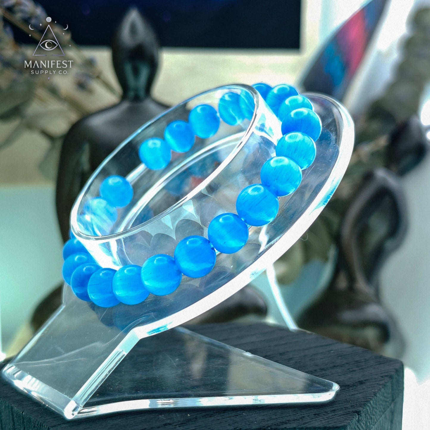 Blue Cat’s Eye Crystal Bracelet- 6mm