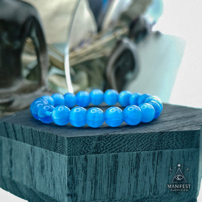Blue Cat’s Eye Crystal Bracelet- 6mm