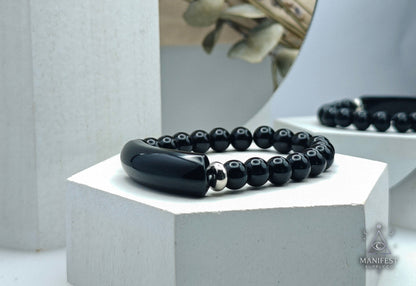 Obsidian Crystal Bar Bracelet