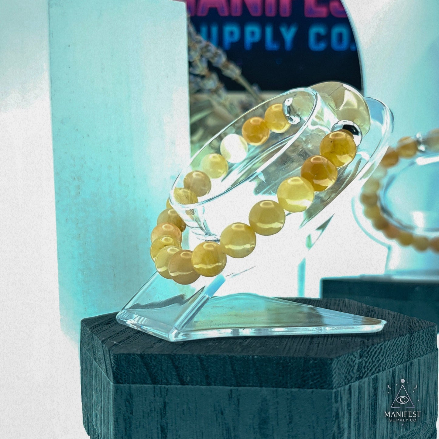 Yellow Jade Crystal Bar Bracelet