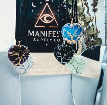 Tree of Life Heart Crystal Necklace