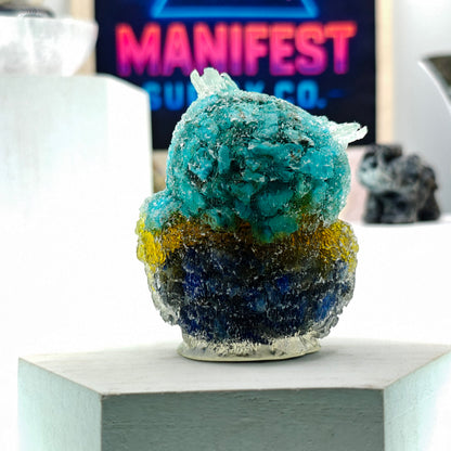Turquoise & Lapis Owl Crystal Figurine