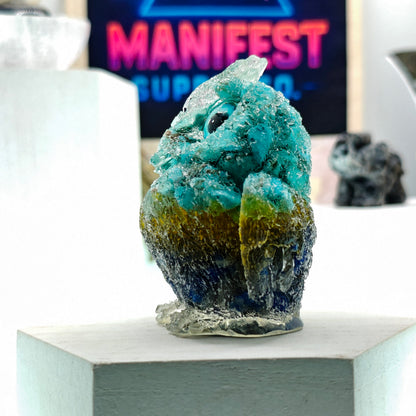 Turquoise & Lapis Owl Crystal Figurine