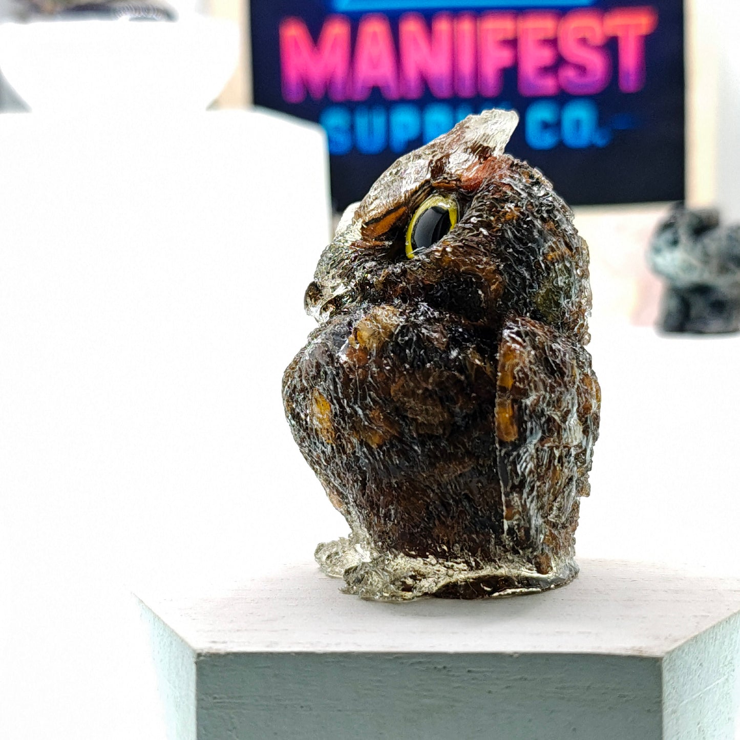 Tiger Eye Owl Crystal Figurine