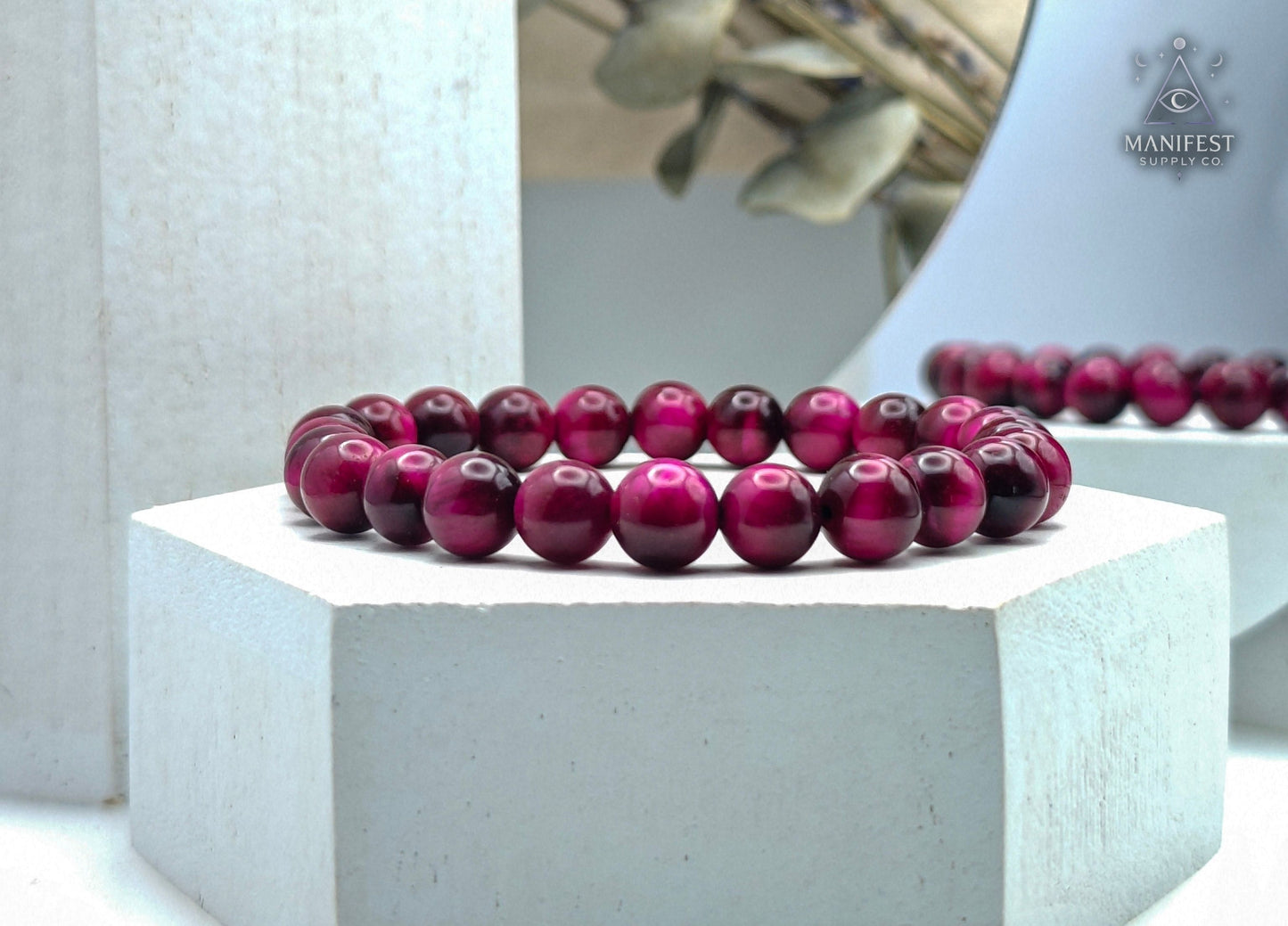 Pink Tiger Eye Crystal Bracelet - 10mm