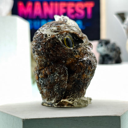 Tiger Eye Owl Crystal Figurine