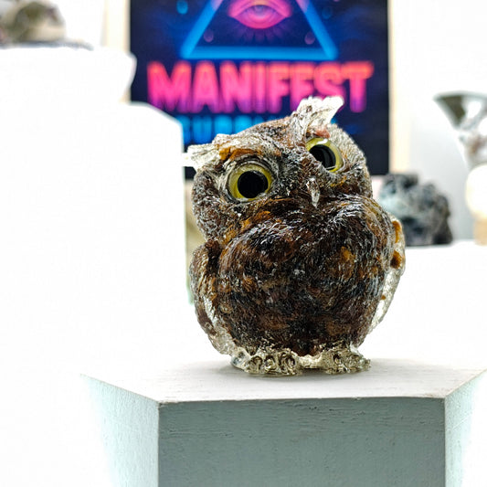 Tiger Eye Owl Crystal Figurine