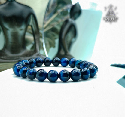 Blue Tiger Eye Crystal Bracelet -10mm