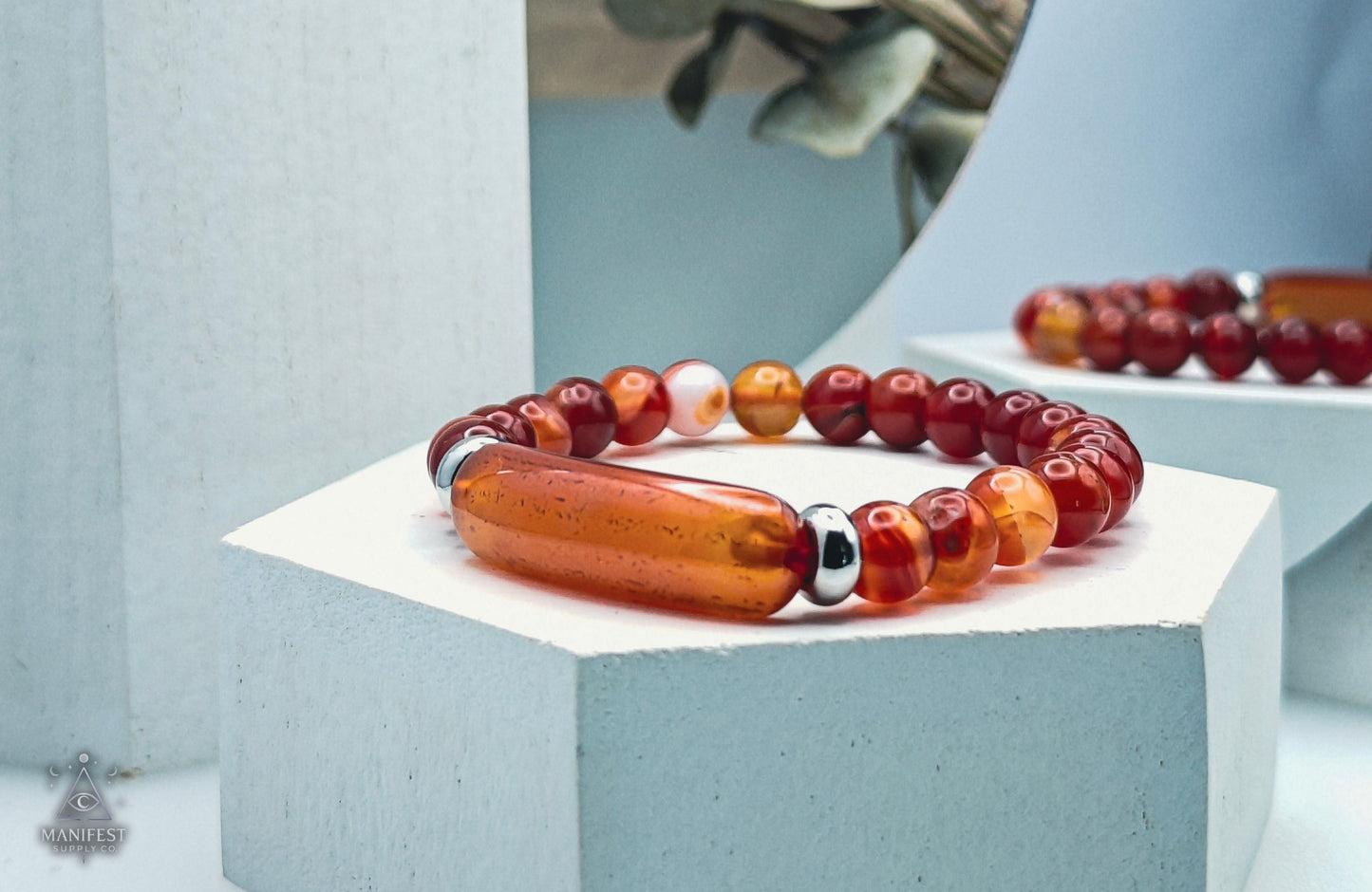 Carnelian Crystal Bar Bracelet