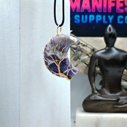 Tree of Life Moon Crystal Necklace