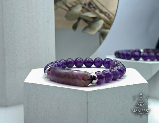Amethyst Crystal Bar Bracelet